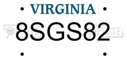 8SGS82 Virginia License Plate
