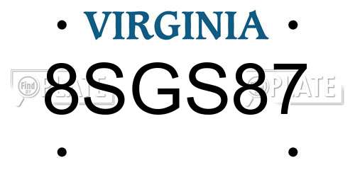 8SGS87 Virginia License Plate