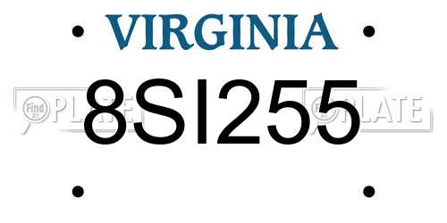 8SI255 Virginia License Plate