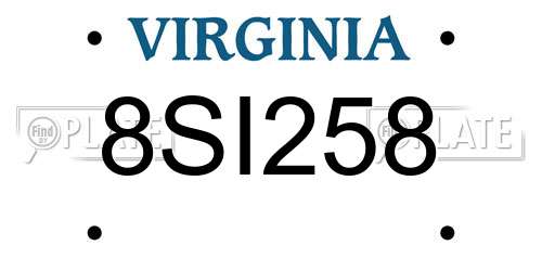 8SI258 Virginia License Plate