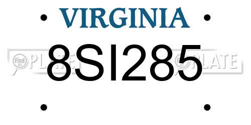 8SI285 Virginia License Plate