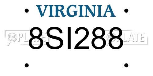 8SI288 Virginia License Plate