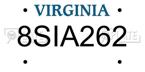 8SIA262 Virginia License Plate