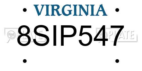 8SIP547 Virginia License Plate