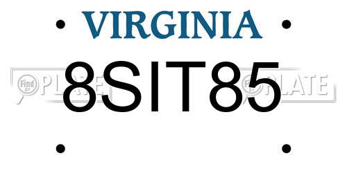 8SIT85 Virginia License Plate