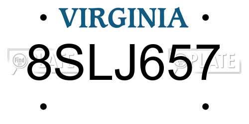 8SLJ657 Virginia License Plate