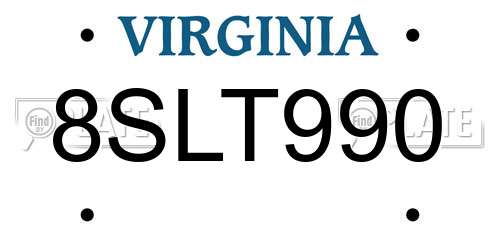 8SLT990 Virginia License Plate