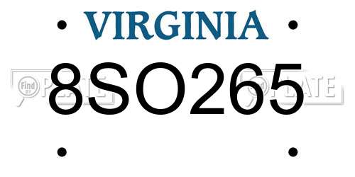 8SO265 Virginia License Plate