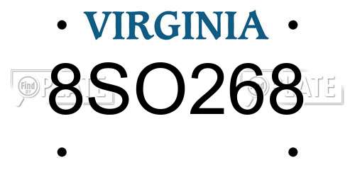 8SO268 Virginia License Plate