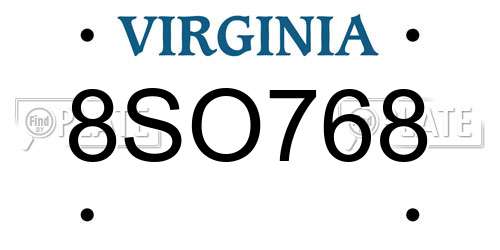 8SO768 Virginia License Plate