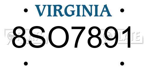 8SO7891 Virginia License Plate