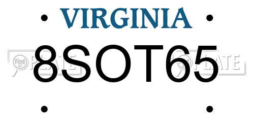 8SOT65 Virginia License Plate