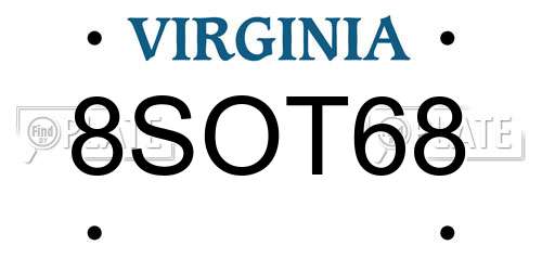 8SOT68 Virginia License Plate
