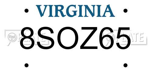 8SOZ65 Virginia License Plate