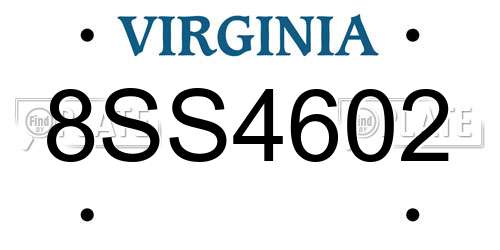 8SS4602 Virginia License Plate