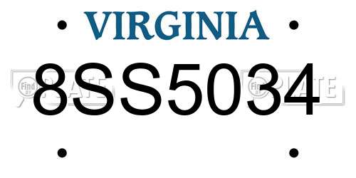 8SS5034 Virginia License Plate