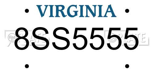 8SS5555 Virginia License Plate