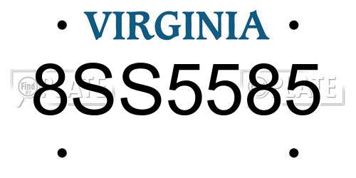 8SS5585 Virginia License Plate