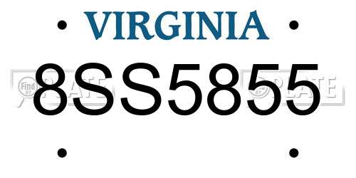 8SS5855 Virginia License Plate