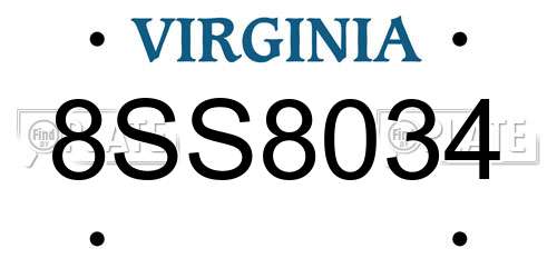 8SS8034 Virginia License Plate