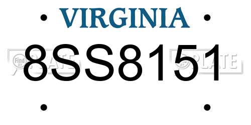 8SS8151 Virginia License Plate