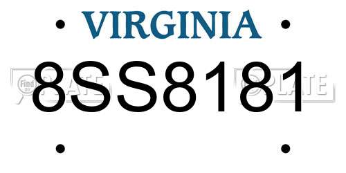 8SS8181 Virginia License Plate