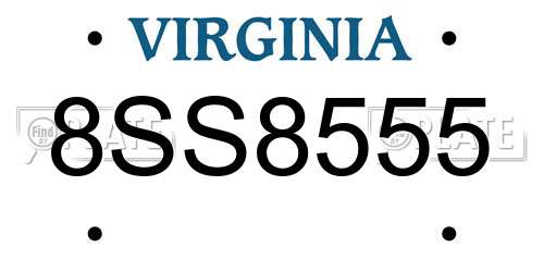8SS8555 Virginia License Plate