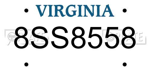 8SS8558 Virginia License Plate
