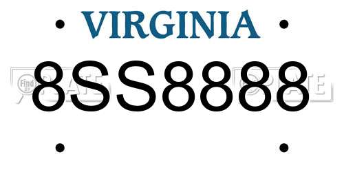 8SS8888 Virginia License Plate