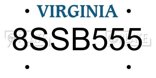 8SSB555 Virginia License Plate