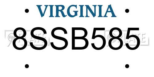 8SSB585 Virginia License Plate