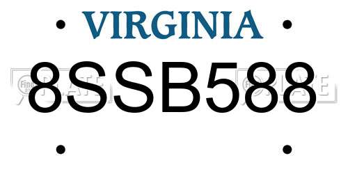 8SSB588 Virginia License Plate
