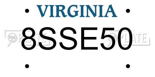 8SSE50 Virginia License Plate