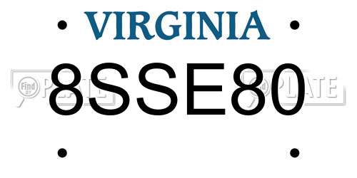 8SSE80 Virginia License Plate