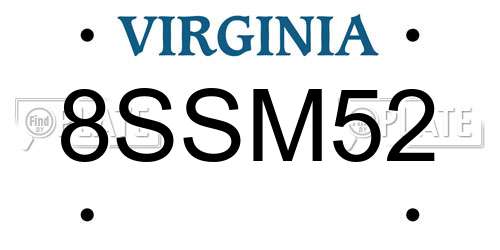 8SSM52 Virginia License Plate