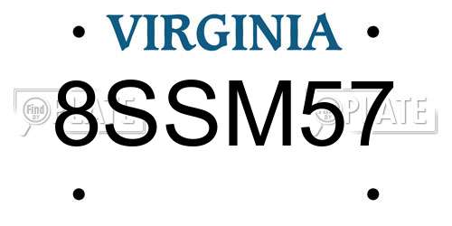 8SSM57 Virginia License Plate