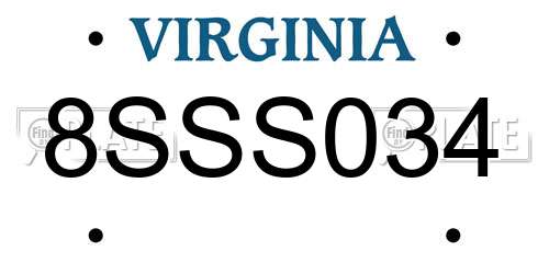 8SSS034 Virginia License Plate