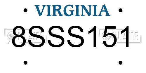 8SSS151 Virginia License Plate