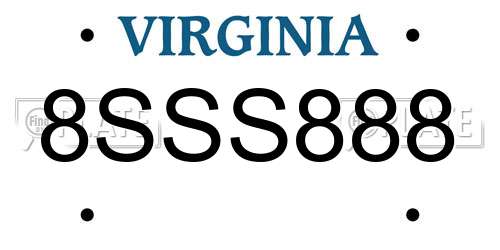 8SSS888 Virginia License Plate