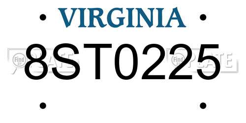 8ST0225 Virginia License Plate