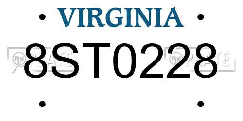 8ST0228 Virginia License Plate