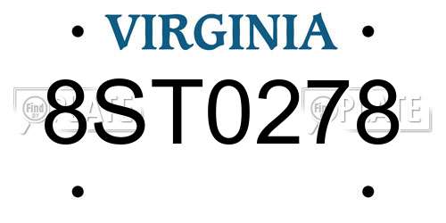 8ST0278 Virginia License Plate