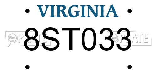 8ST033 Virginia License Plate