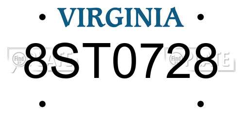 8ST0728 Virginia License Plate