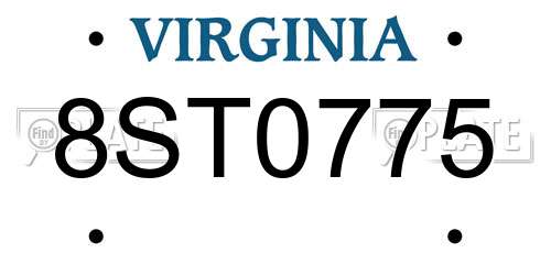8ST0775 Virginia License Plate