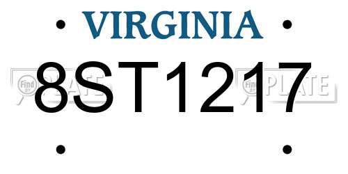 8ST1217 Virginia License Plate