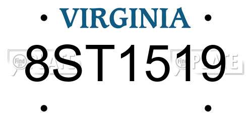 8ST1519 Virginia License Plate
