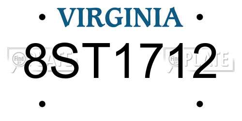 8ST1712 Virginia License Plate