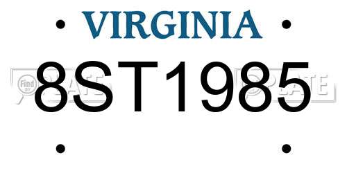 8ST1985 Virginia License Plate