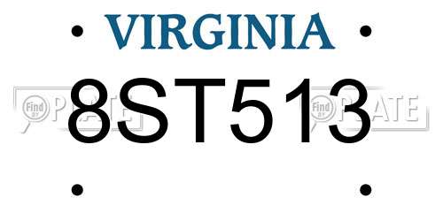 8ST513 Virginia License Plate